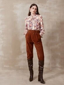 MOTF PREMIUM PAISLEY PRINTED TIE-NECK TOP - Multicolor - View 9