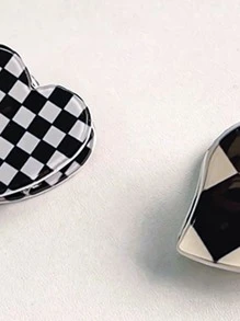 2pcs Plaid Heart Design Hair Claw