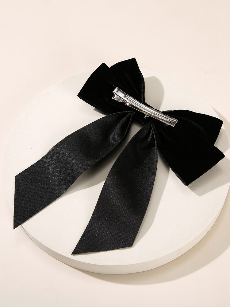 蝴蝶結裝飾髮夾，優雅款式 - 黑色 - 查看 2