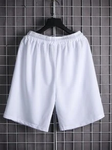 Manfinity Men Rose & Letter Graphic Drawstring Shorts - White - View 2