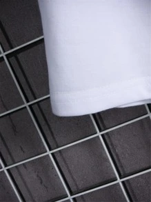 Manfinity Men Rose & Letter Graphic Drawstring Shorts - White - View 3