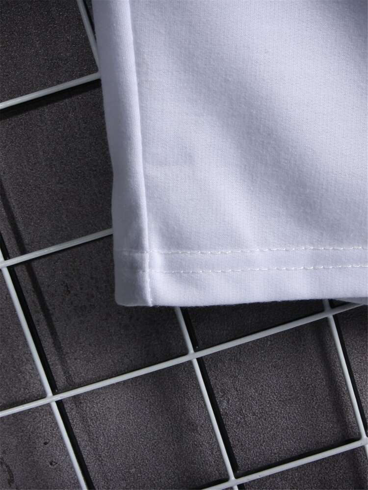 Manfinity Män Rose & Letter Grafiska shorts med dragsko - Vitt - Visa 7