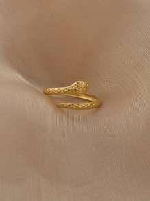 Snake Design Cuff Ring - Yellow Gold - View 1