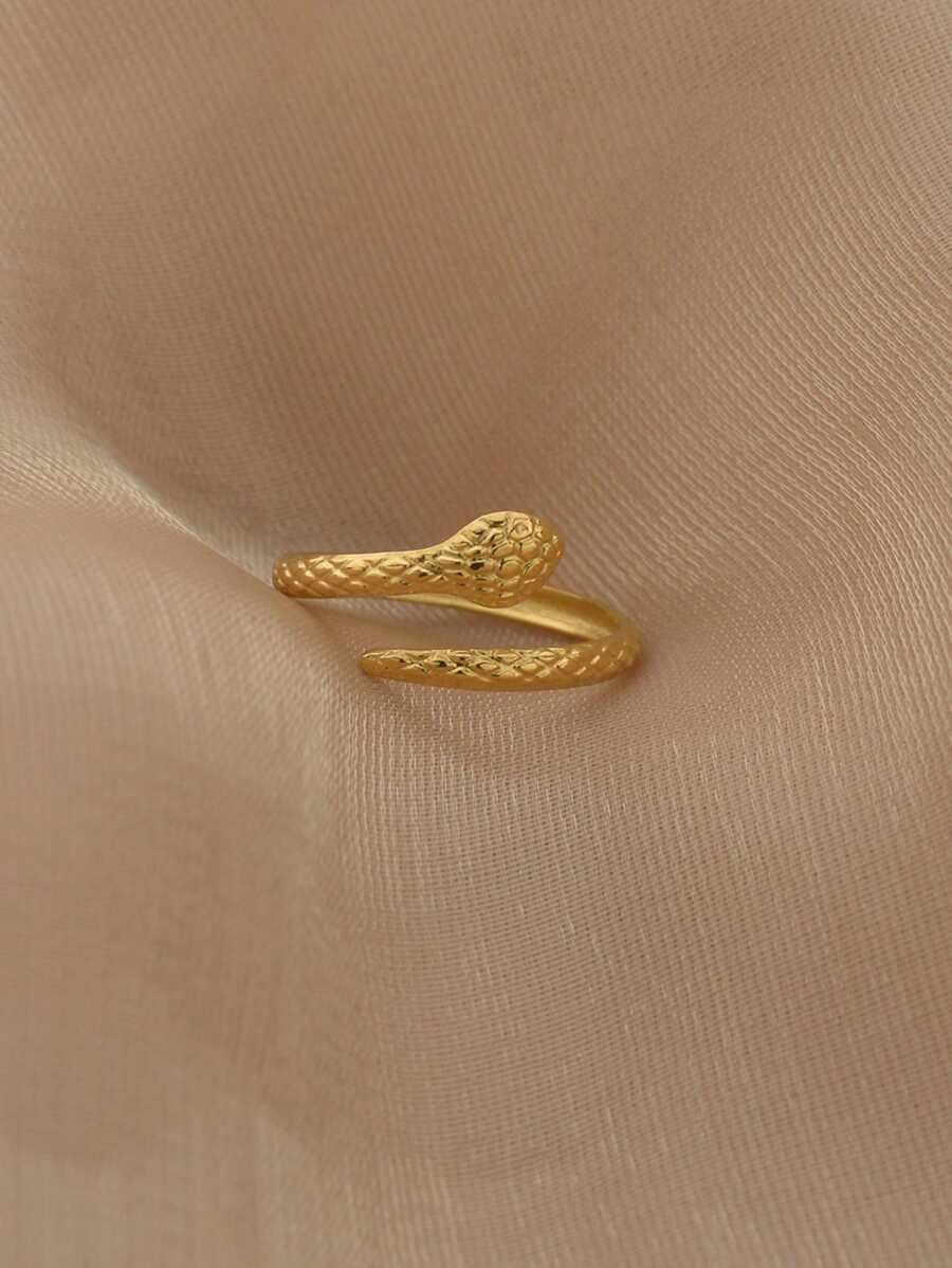 Snake Design Cuff Ring - Yellow Gold - View 1