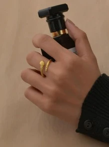 Snake Design Cuff Ring - Yellow Gold - View 2