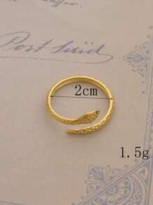 Snake Design Cuff Ring - Yellow Gold - View 4