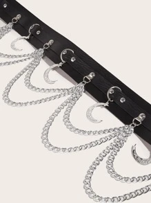 135CM Moon Decor Plus Size Corset Belt Retro Steampunk PU Belt for Coats and Dresses - Black - View 5