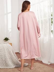 SHEIN Maternity Striped Print Button Front Lounge Dress - Multicolor - View 2