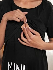 孕婦字母圖案護士睡裙