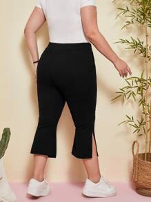 EMERY ROSE Quần Plus Size Túi Chia màu trơn Thanh lịch - màu đen - Xem 2