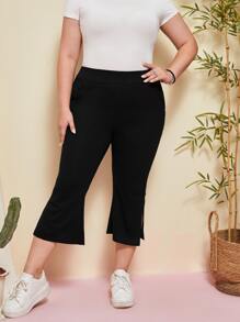 EMERY ROSE Quần Plus Size Túi Chia màu trơn Thanh lịch - màu đen - Xem 5