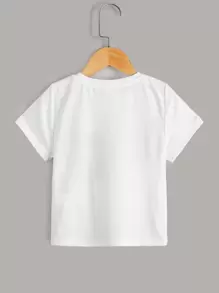 SHEIN Gráfico ocasional Camiseta & Tanque Infantil para Menino - Branco - Visão 2