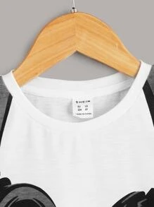 SHEIN Gráfico ocasional Camiseta & Tanque Infantil para Menino - Branco - Visão 3