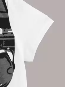 SHEIN Gráfico ocasional Camiseta & Tanque Infantil para Menino - Branco - Visão 4