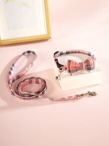 1pc Plaid Pet Collar & 1pc Leash Set - Multicolor - View 1