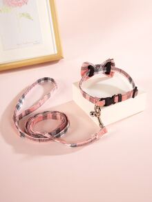 1pc Plaid Pet Collar & 1pc Leash Set - Multicolor - View 2