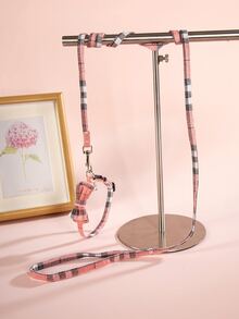 1pc Plaid Pet Collar & 1pc Leash Set - Multicolor - View 3