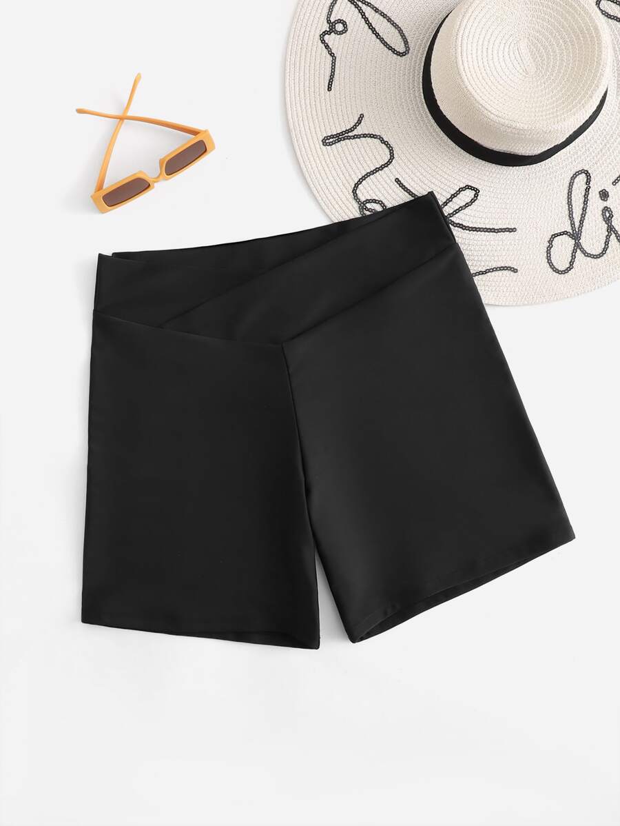 SHEIN Swim Curve Plus Plain Bikini Bottom - Black - View 1