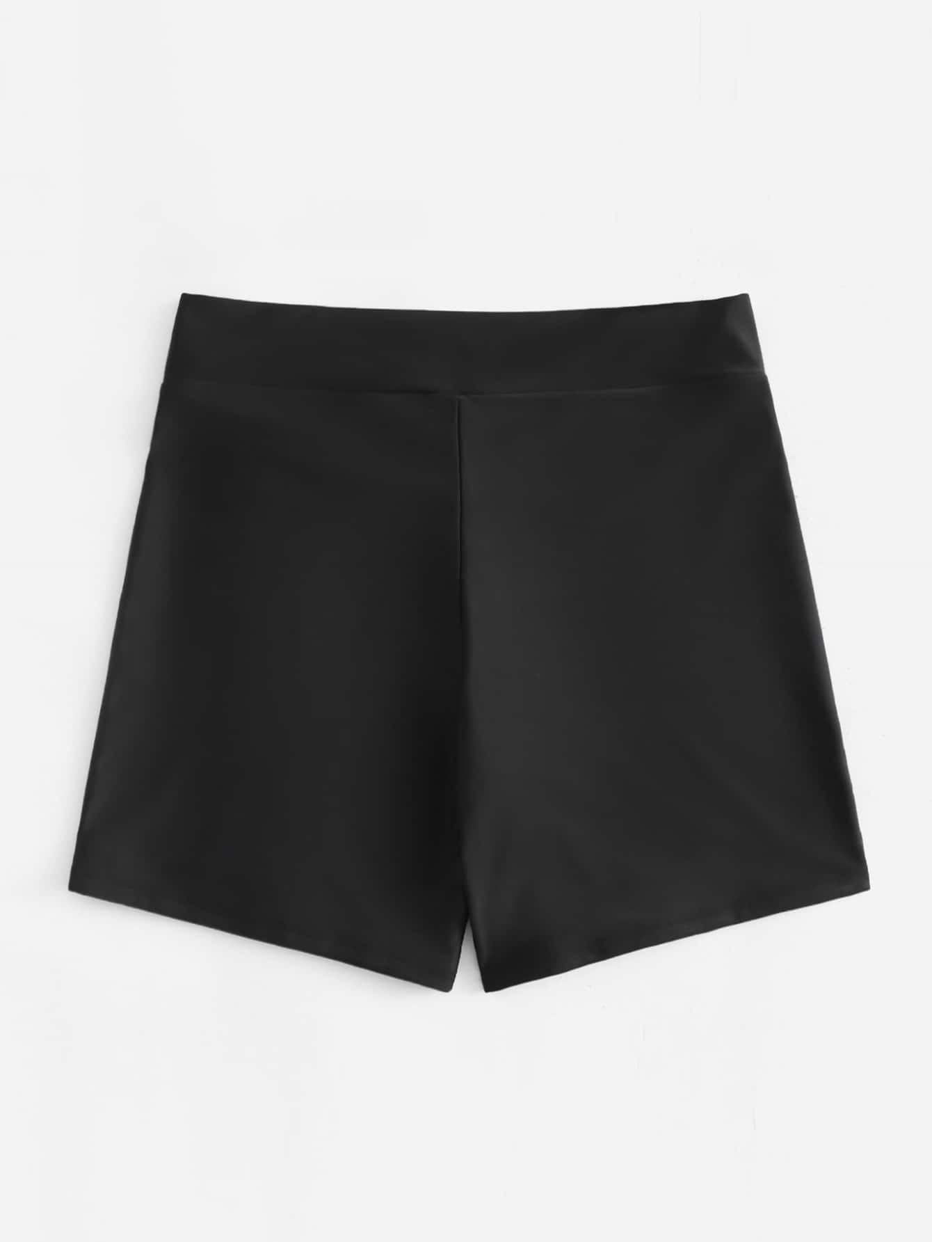 SHEIN Swim Curve 大碼素色泳衣下裝 - 黑色 - 查看 2