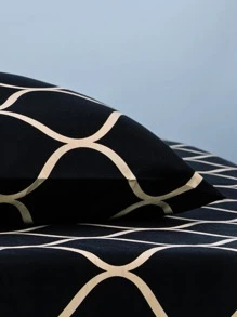 幾何樣式床笠套裝黑色滌綸1入組床笠和2入組枕套不含枕芯適用於臥室 - 彩色 - 查看 6