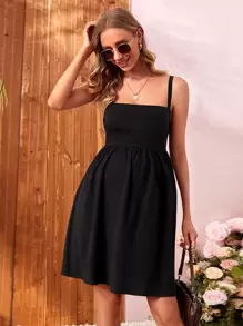 SHEIN Maternity Lace Up Backless Tank Dress - Black - View 1