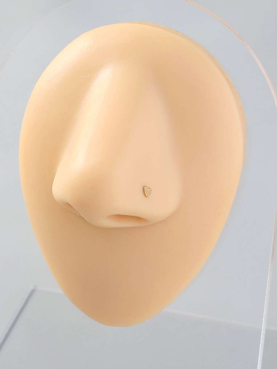 Men Heart Decor Nose Stud - Vàng - Xem 1
