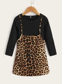 Bộ thời trang bé gái Nút Gân đan Báo Giải trí - Nhiều màu - Xem 1