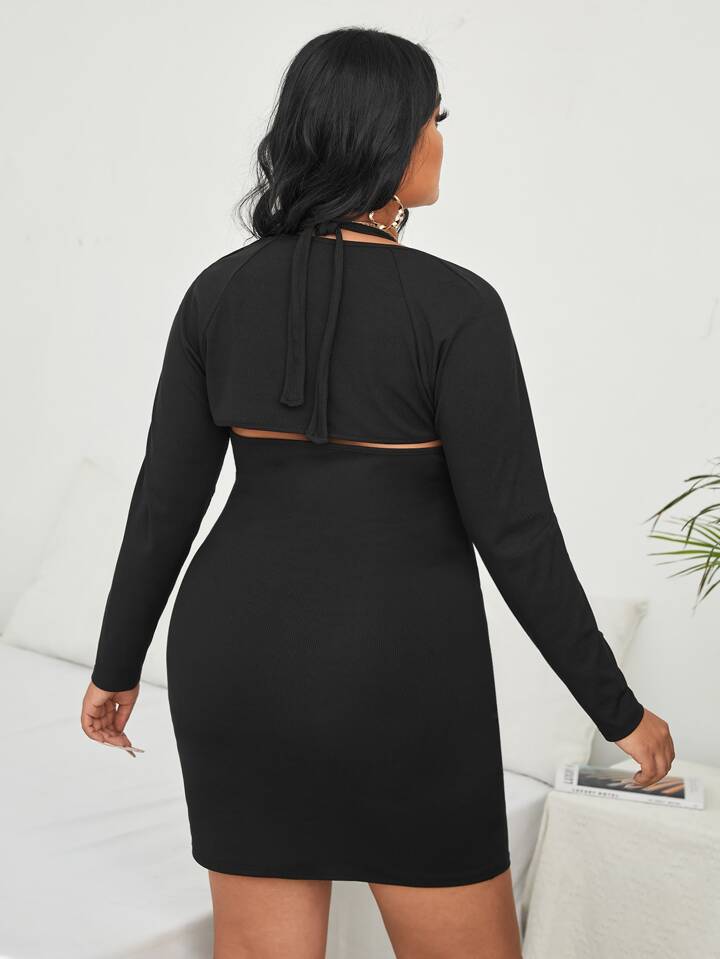 Our Plus Halter Neck Bodycon Dress & Bolero is such a vibe - ROMWE