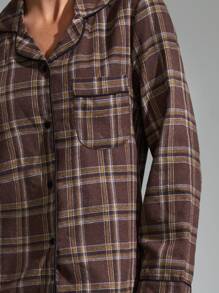 Plaid Contrast Piping PJ Set - Multicolor - View 4