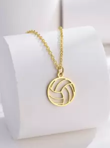 1 件女士排球项链，镀金简约锁骨链吊坠项链，精致珠宝配饰 - 金黃色 - 查看 3