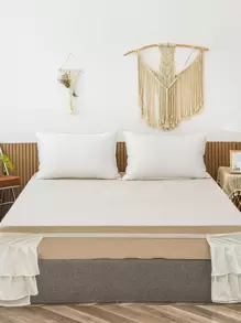 1件白色荷叶边床裙，波西米亚农舍风格，柔软超细纤维床裙，男女通用，不含被子 - 白色 - 查看 6