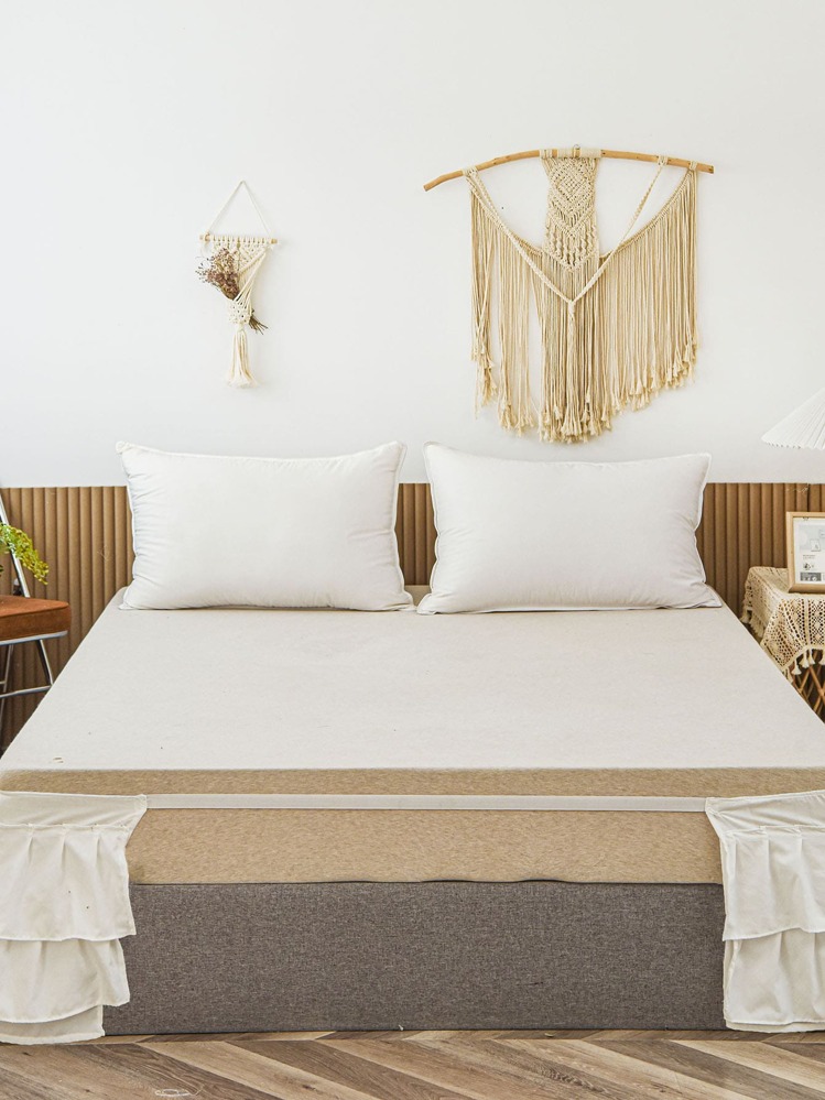 1pc White Ruffled Bed Skirt, Bohemian Farmhouse Style, Soft Microfiber Bed Skirt, Unisex, Does Not Include Comforter - White - View 5