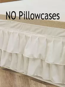 1件白色荷叶边床裙，波西米亚农舍风格，柔软超细纤维床裙，男女通用，不含被子 - 白色 - 查看 7