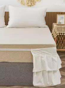 1件白色荷叶边床裙，波西米亚农舍风格，柔软超细纤维床裙，男女通用，不含被子 - 白色 - 查看 9