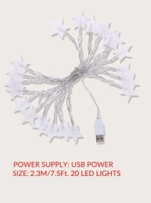 1 gói 20LED 2.3m Ngôi Sao Dây Bóng Đèn, Đèn Trang Trí Bằng Nhựa Trang Trí Nhà Cửa - Màu vàng - Xem 8