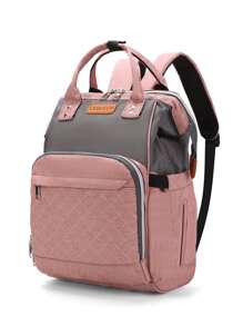 LEQUEEN 1pc Oxford Cloth Lightweight Mommy Bag, Large Capacity Diaper Bag, Backpack Maternity Bag, Multi-Function Baby Carrier Bag For Outdoor Use - Pink - View 1