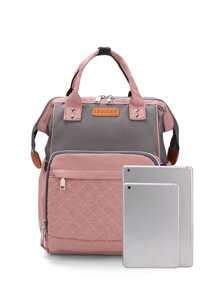 LEQUEEN 1pc Oxford Cloth Lightweight Mommy Bag, Large Capacity Diaper Bag, Backpack Maternity Bag, Multi-Function Baby Carrier Bag For Outdoor Use - Pink - View 5