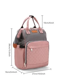 LEQUEEN 1pc Oxford Cloth Lightweight Mommy Bag, Large Capacity Diaper Bag, Backpack Maternity Bag, Multi-Function Baby Carrier Bag For Outdoor Use - Pink - View 4