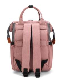 LEQUEEN 1pc Oxford Cloth Lightweight Mommy Bag, Large Capacity Diaper Bag, Backpack Maternity Bag, Multi-Function Baby Carrier Bag For Outdoor Use - Pink - View 6