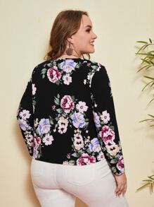 EMERY ROSE Plus Floral Print Open Front Jacket - Multicolor - View 2