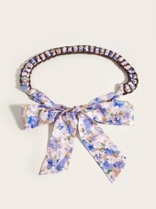 EMERY ROSE Floral Print Chain Belt - Purple - View 6