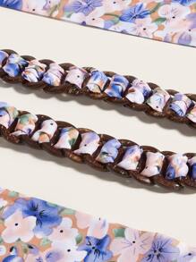 EMERY ROSE Floral Print Chain Belt - Purple - View 7