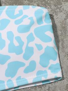 SHEIN Tween Girl Leopard Bikini Set Summer Beach - Blue and White - View 4