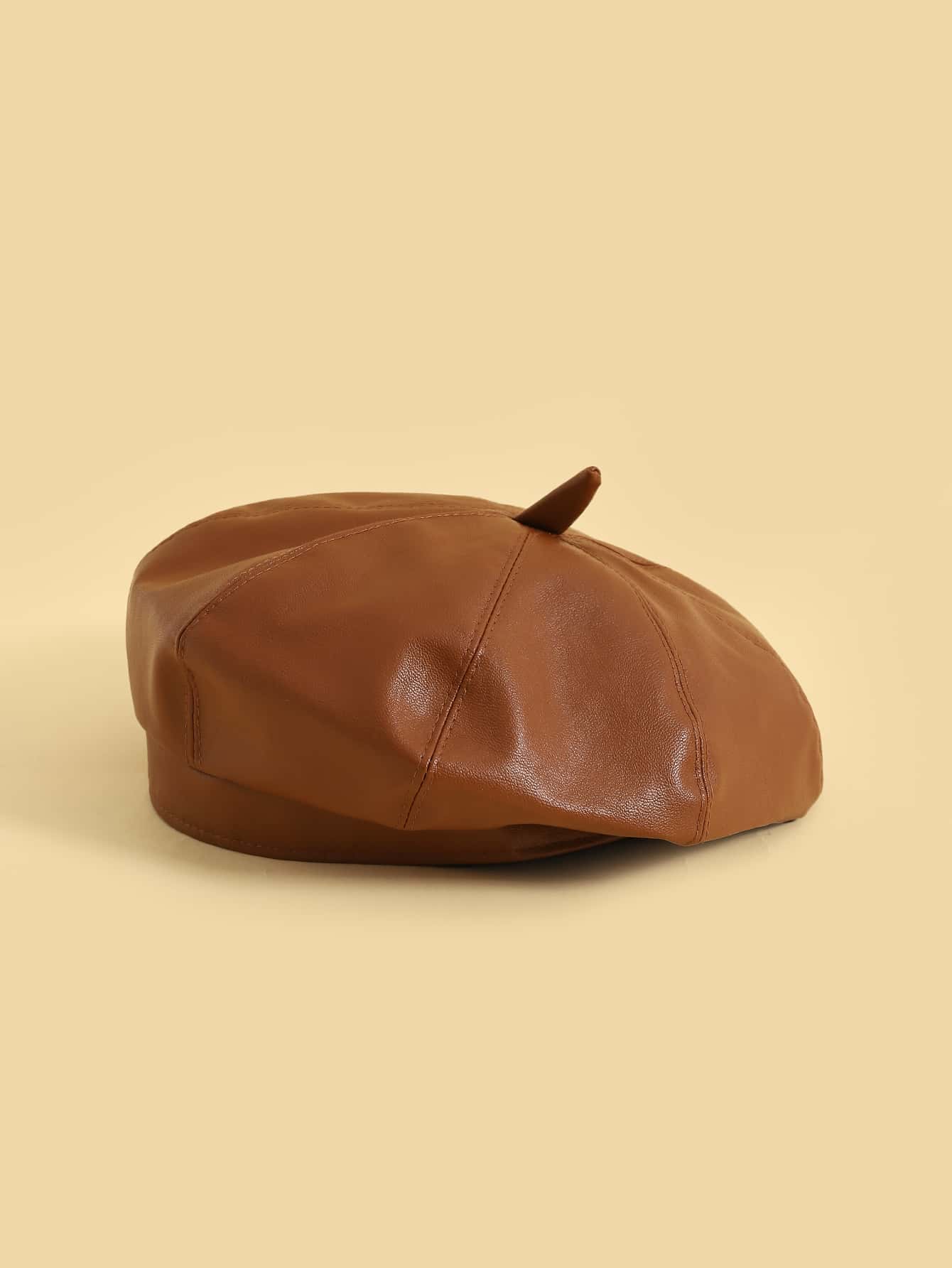 Girls Solid Beret Retro And Simple Children's Beret - Brown - View 1