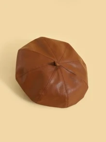 Girls Solid Beret Retro And Simple Children's Beret - Brown - View 2