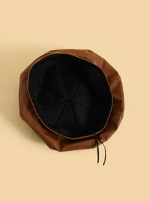 Girls Solid Beret Retro And Simple Children's Beret - Brown - View 3