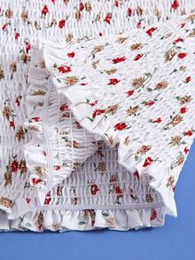 肩上打結小碎花打攬吊帶上衣 - 彩色 - 查看 3