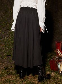 ROMWE Goth High Low Hem Skirt Without Shorts - Black - View 5