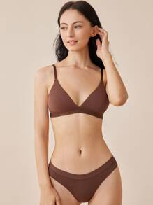 LUVLETTE Wireless Bralettes Lounge Bra - Chocolate Brown - View 5