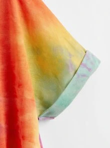SHEIN 大碼扭結紮染T恤 - 彩色 - 查看 3